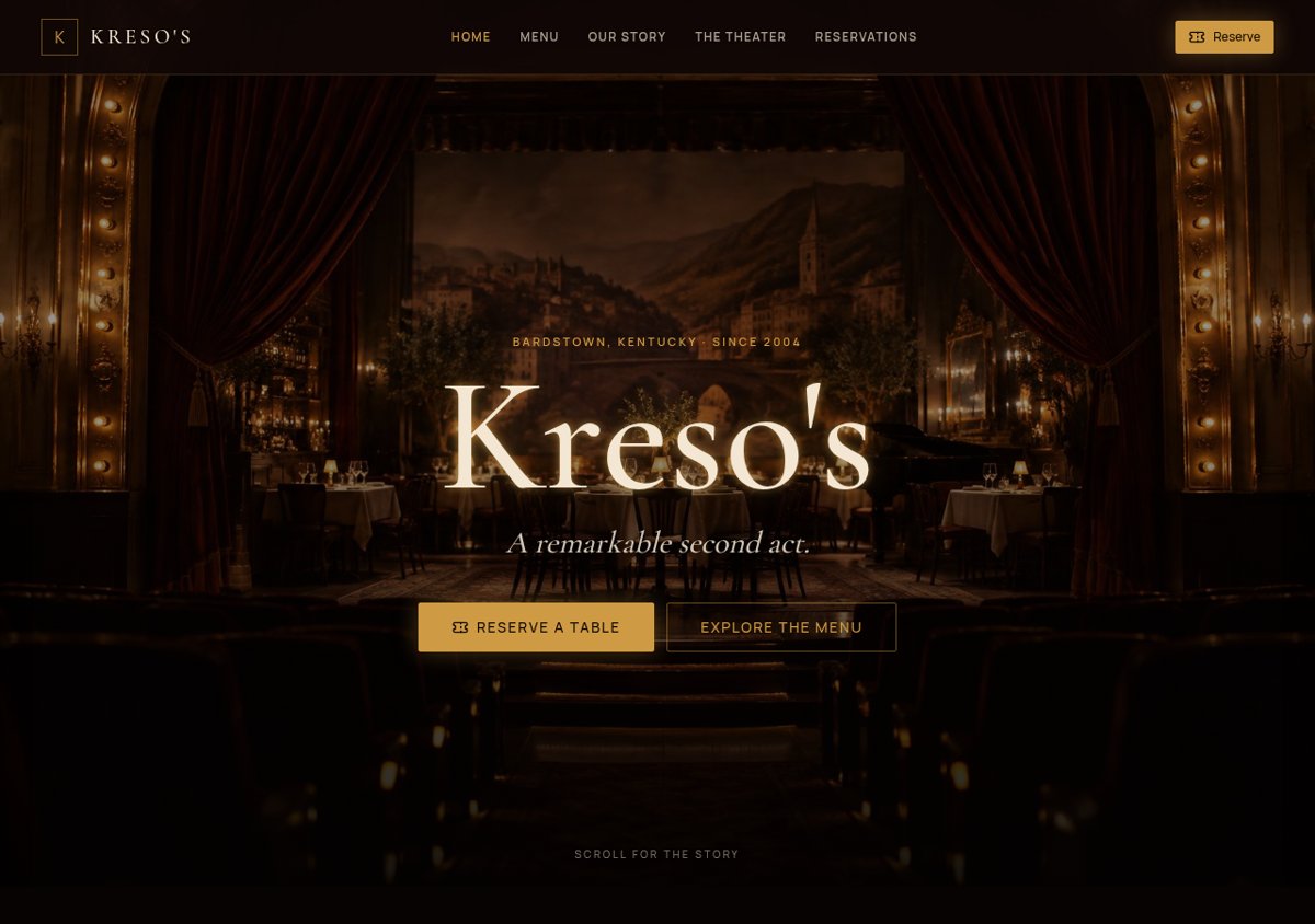 Kreso's website homepage