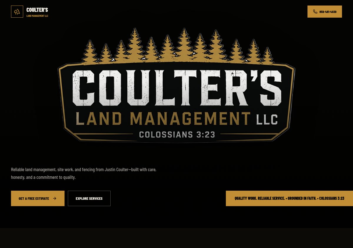 Coulter's Land Management LLC website homepage